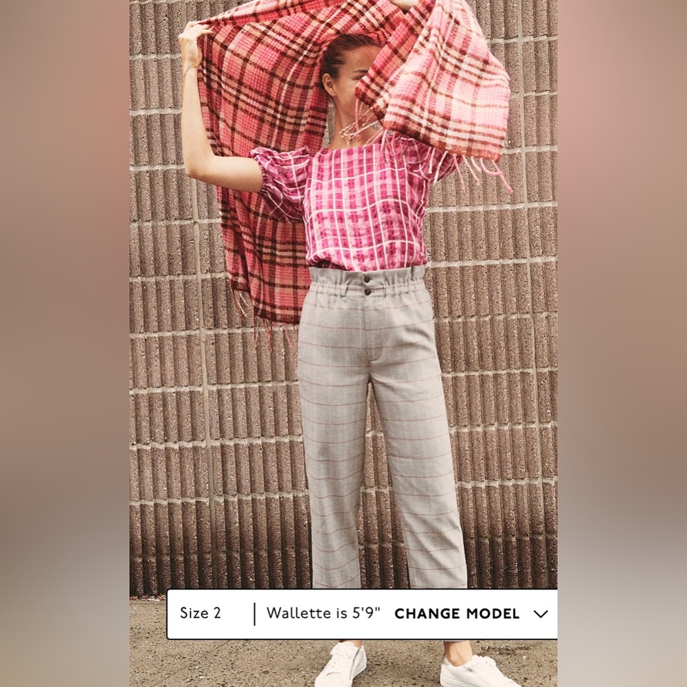 Madewell Paperbag Tapered Pants in Glen Plaid